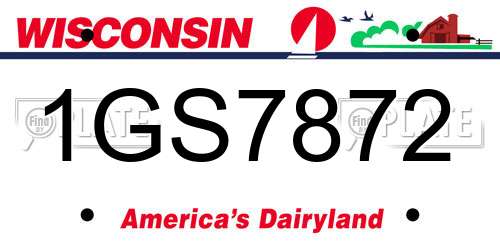 1GS7872 Wisconsin License Plate