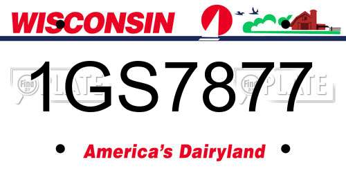 1GS7877 Wisconsin License Plate