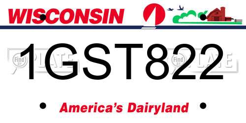 1GST822 Wisconsin License Plate
