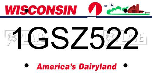 1GSZ522 Wisconsin License Plate