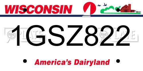 1GSZ822 Wisconsin License Plate