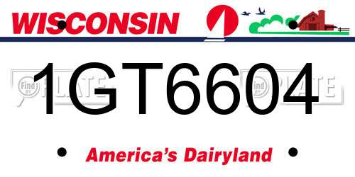 1GT6604 Wisconsin License Plate