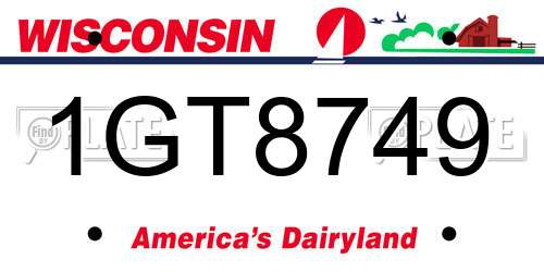 1GT8749 Wisconsin License Plate