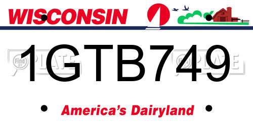 1GTB749 Wisconsin License Plate