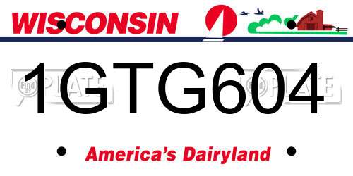 1GTG604 Wisconsin License Plate