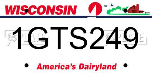 1GTS249 Wisconsin License Plate