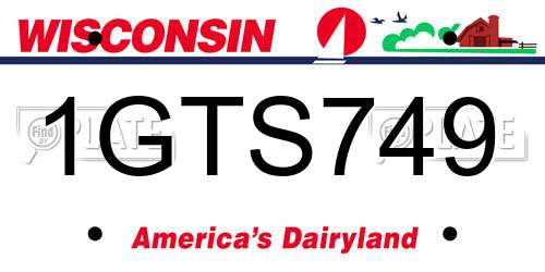 1GTS749 Wisconsin License Plate