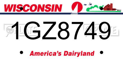 1GZ8749 Wisconsin License Plate