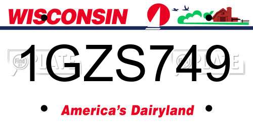 1GZS749 Wisconsin License Plate