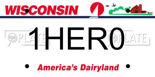 1HER0 Wisconsin License Plate