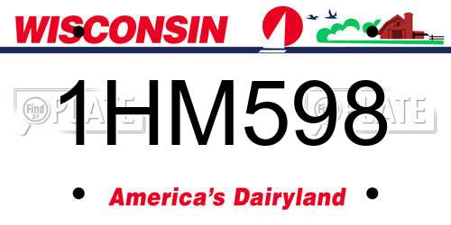 1HM598 Wisconsin License Plate