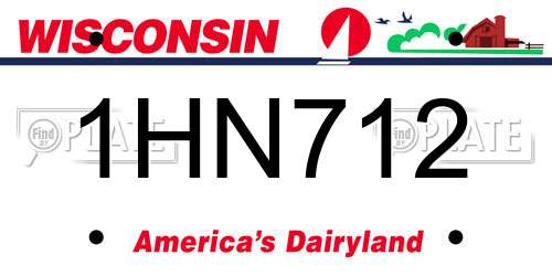 1HN712 Wisconsin License Plate