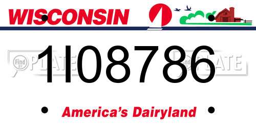 1I08786 Wisconsin License Plate