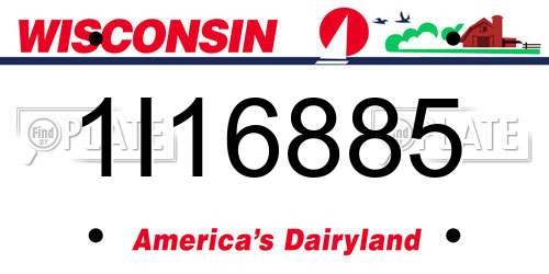 1I16885 Wisconsin License Plate