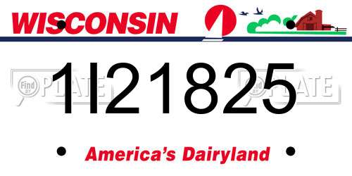 1I21825 Wisconsin License Plate