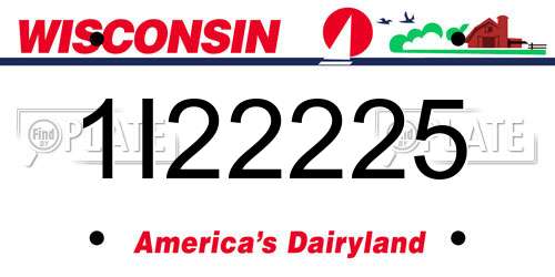 1I22225 Wisconsin License Plate
