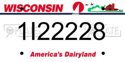 1I22228 Wisconsin License Plate