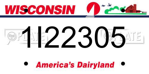1I22305 Wisconsin License Plate