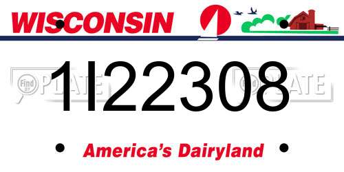 1I22308 Wisconsin License Plate