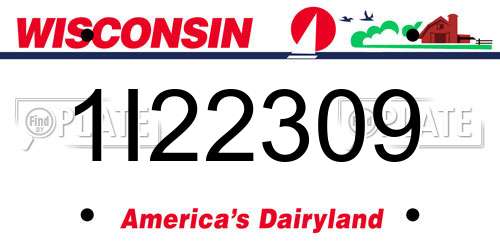1I22309 Wisconsin License Plate
