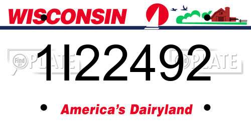 1I22492 Wisconsin License Plate