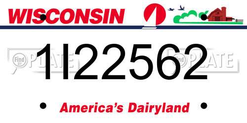 1I22562 Wisconsin License Plate