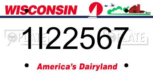 1I22567 Wisconsin License Plate