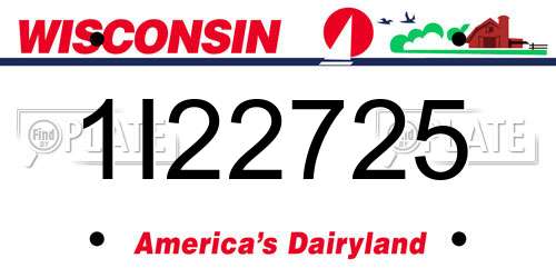 1I22725 Wisconsin License Plate