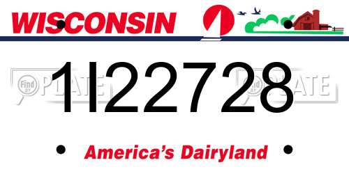 1I22728 Wisconsin License Plate