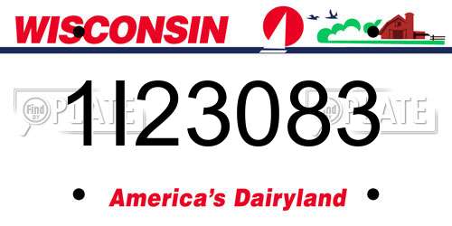 1I23083 Wisconsin License Plate