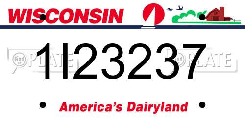 1I23237 Wisconsin License Plate