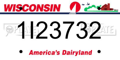 1I23732 Wisconsin License Plate