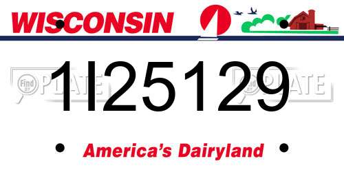 1I25129 Wisconsin License Plate