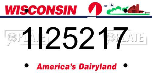 1I25217 Wisconsin License Plate