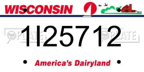 1I25712 Wisconsin License Plate