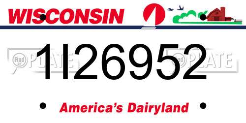 1I26952 Wisconsin License Plate