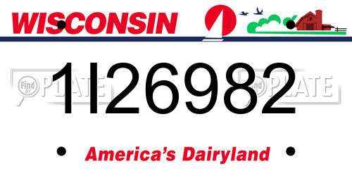 1I26982 Wisconsin License Plate