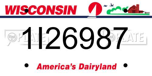 1I26987 Wisconsin License Plate