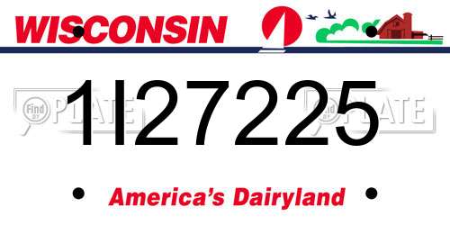 1I27225 Wisconsin License Plate