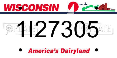 1I27305 Wisconsin License Plate