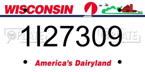 1I27309 Wisconsin License Plate