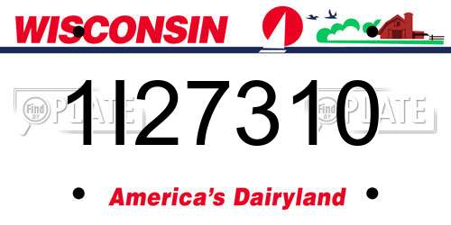1I27310 Wisconsin License Plate