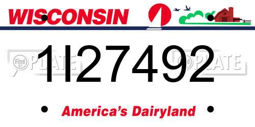 1I27492 Wisconsin License Plate