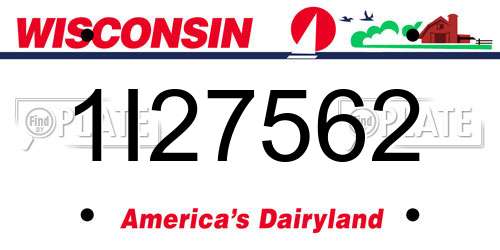 1I27562 Wisconsin License Plate