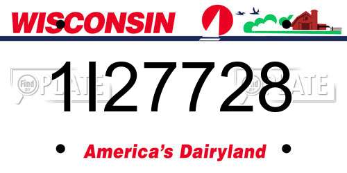 1I27728 Wisconsin License Plate