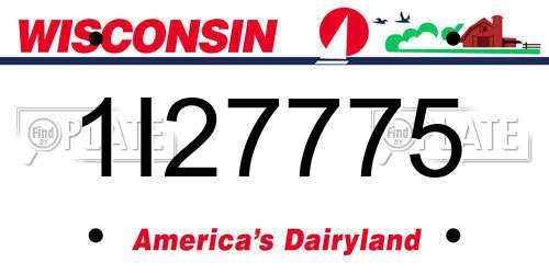 1I27775 Wisconsin License Plate