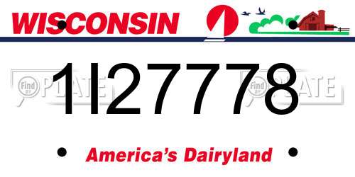 1I27778 Wisconsin License Plate
