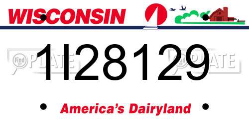 1I28129 Wisconsin License Plate