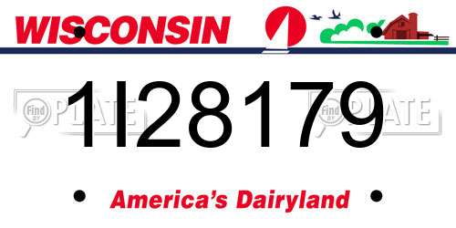 1I28179 Wisconsin License Plate