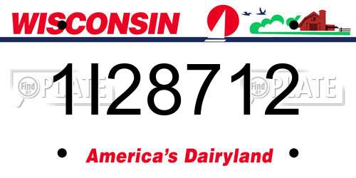1I28712 Wisconsin License Plate
